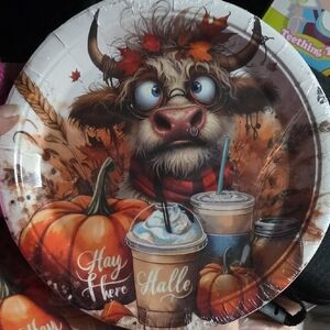 Autumn Cow Design Party Plates